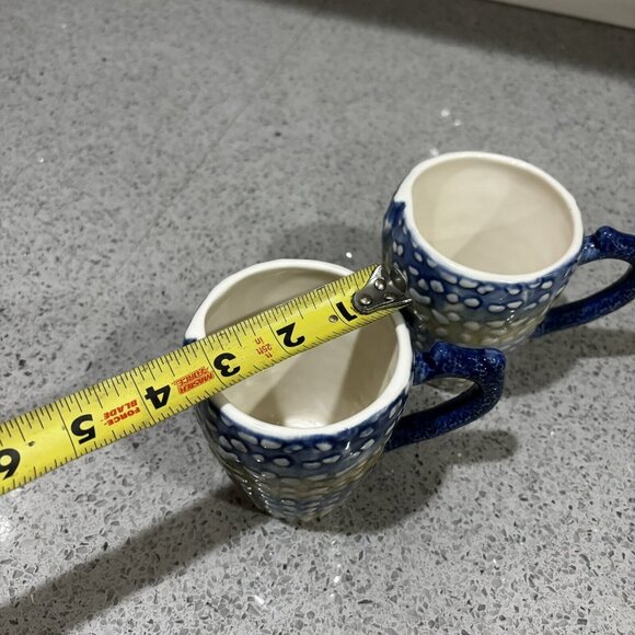 2 Cracker Barrel Coffee Mugs Sea Shell Nautical Blue Textured Beach Theme Gift - Picture 4 of 6